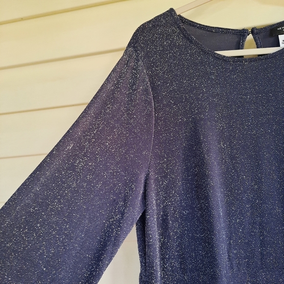 New Look Curves Navy Blue Shimmer Silver Metallic Womens Maxi Dress Plus Size 20 - Picture 4 of 13